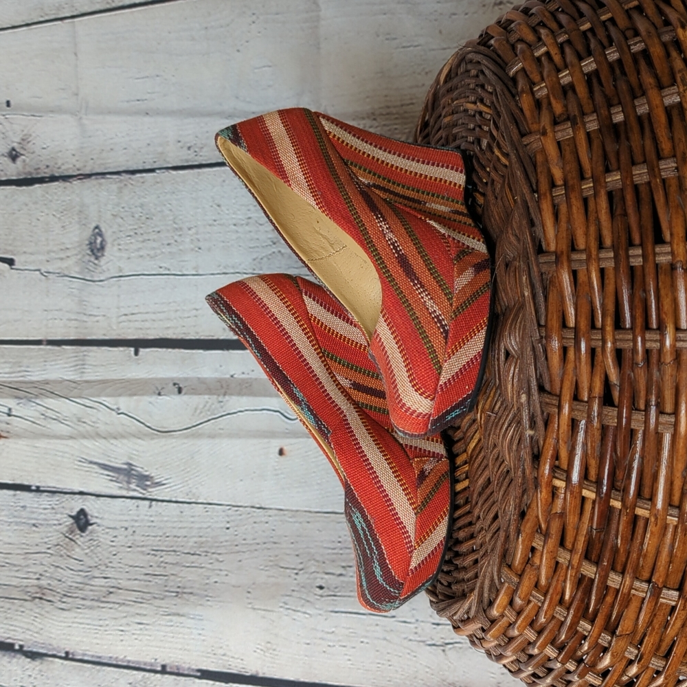 Unique Boho Festival Heels Wedges size 6
